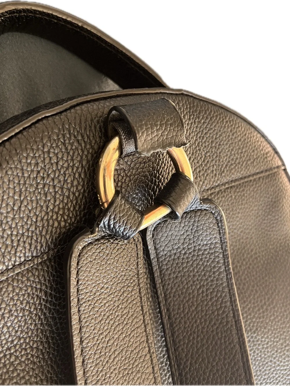 Coach Black Leather Backpack with Gold-Tone Zipper